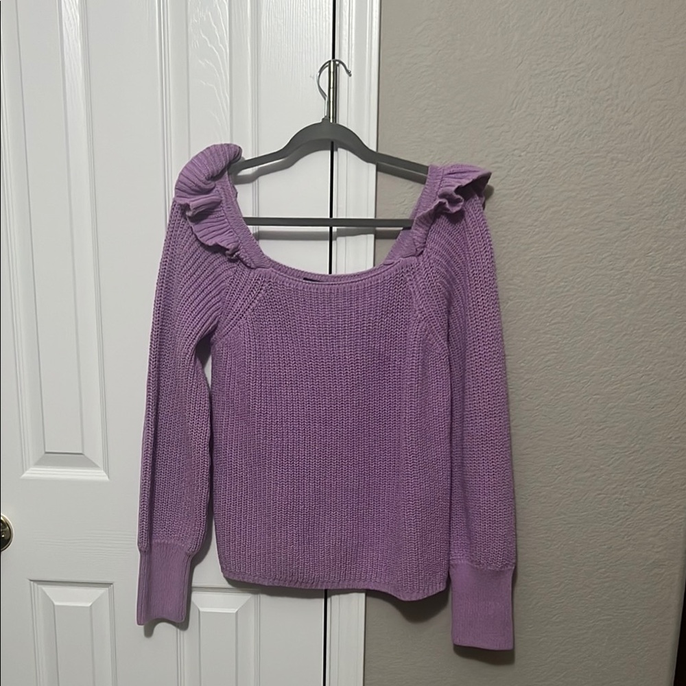 Purple Ruffled Women's Sweater! 2x